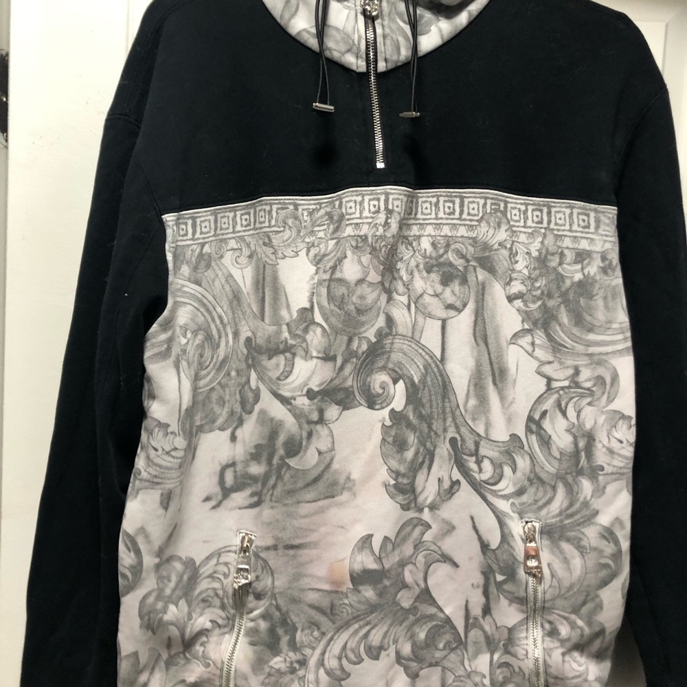 Versace Black and Gray Zip-Up Sweater